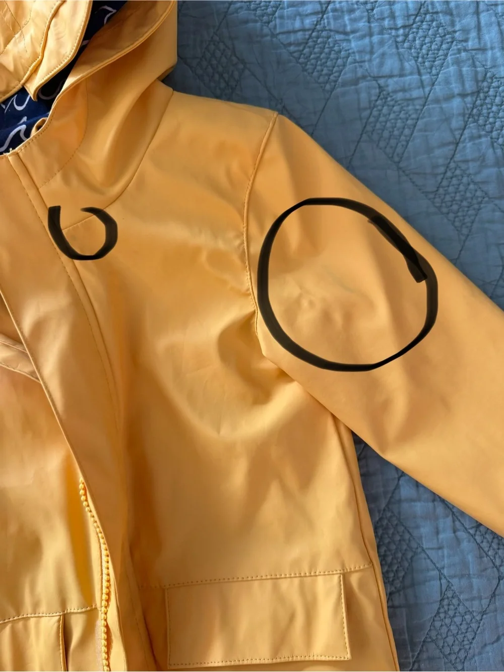 Cat & Jack Yellow Hooded Raincoat with Navy Lining 4T
